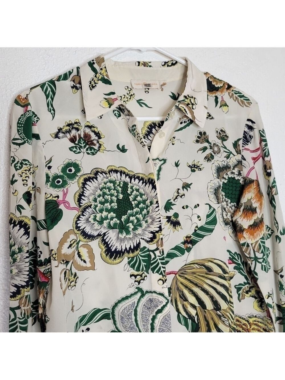 Tory Burch Erica Printed Silk Button-Down Top Women's Size Small - Picture 6 of 15